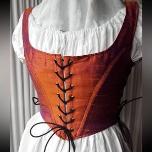 Gorgeous handmade Silk Corset Bodice in Orange/pink - Renaissance